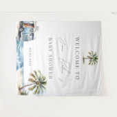 Baby aan boord van het Baby shower, Surf Beach Wandkleed (Voorkant (horizontaal))