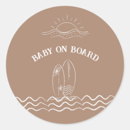 Baby Aan boord van het Baby shower Surfen Ronde Sticker