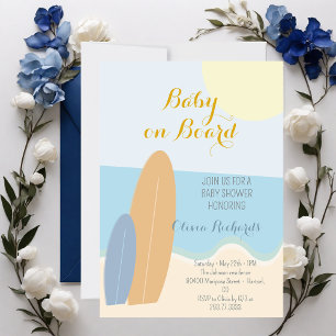 Baby aan boord van het Baby shower voor surfstrand Kaart
