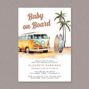 Baby aan boord van het Beach Surf Baby shower Kaart