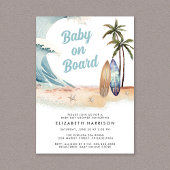 Baby aan boord van het Beach Surf Baby shower Kaart