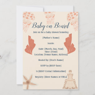 Baby aan boord van het Kustschip Baby shower Kaart