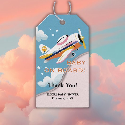 Baby aan boord van het Modern Aviation Airplane Ba Cadeaulabel