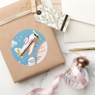 Baby aan boord van het Modern Aviation Airplane Ba Ronde Sticker