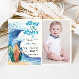 Baby Aan boord van het strand Baby shower Foto Kaart