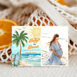 Baby aan boord van het strand Baby shower Foto Kaart