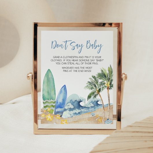 Baby aan boord van het strand Baby shower Zeg niet Poster