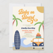 Baby Aan boord van het strand Surf Blue Retro Baby Kaart (Voorkant)