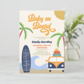 Baby Aan boord van het strand Surf Blue Retro Baby Kaart (Staand voorkant)