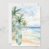 Baby aan boord van het surfboard Tropical Beach Ba Kaart (Achterkant)