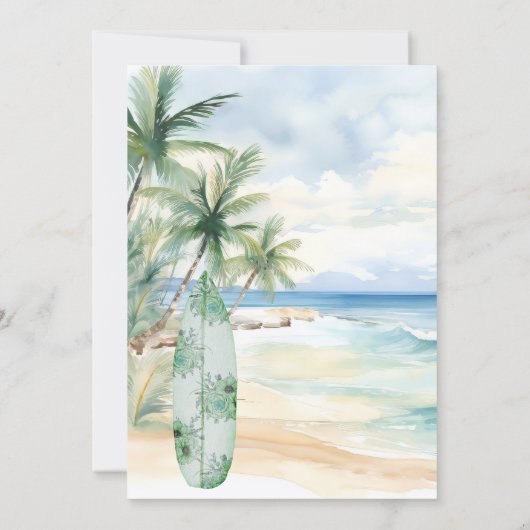 Baby aan boord van het surfboard Tropical Beach Ba Kaart (Achterkant)