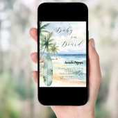 Baby aan boord van het surfboard Tropical Beach Ba Kaart