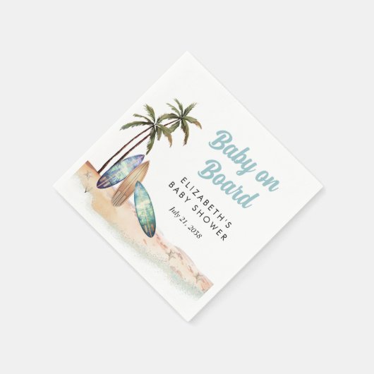 Baby aan boord van het Surfing Beach Baby shower Servet (Hoek)