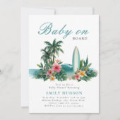 Baby aan boord van het Surven Beach Baby shower Kaart (Voorkant)