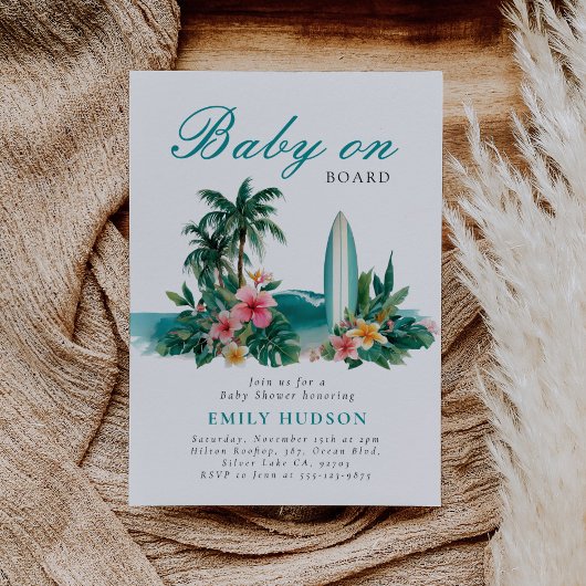 Baby aan boord van het Surven Beach Baby shower Kaart