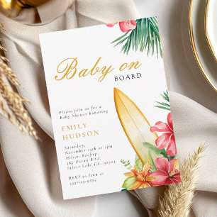 Baby aan boord van het Surven Beach Baby shower Kaart