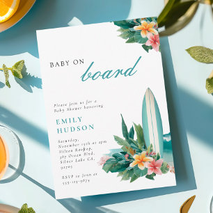 Baby aan boord van het Surven Beach Baby shower Kaart