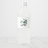 Baby aan boord van het Surven-thema Beach Baby sho Waterfles Etiket (Voorkant)