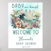 Baby aan boord van het tropisch surfhout Baby show Poster (Voorkant)