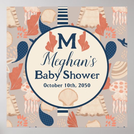 Baby aan boord van nautisch Baby shower Poster (Voorkant)