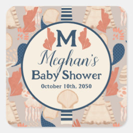 Baby aan boord van nautisch Baby shower Vierkante Sticker