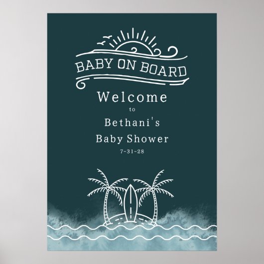 Baby Aan boord van Neutral Slate Baby shower Welko Poster (Voorkant)
