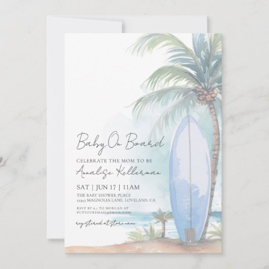 Baby Aan boord van Summer Beach Baby shower Kaart (Voorkant)