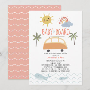 Baby aan boord van Sunshine Rainbow Van Baby showe Kaart