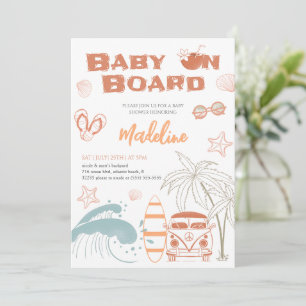 Baby aan boord van Surf Baby shower Uitnodiging Ka