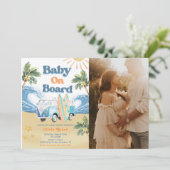 Baby aan boord van Surf Beach Baby shower Foto Kaart (Staand voorkant)