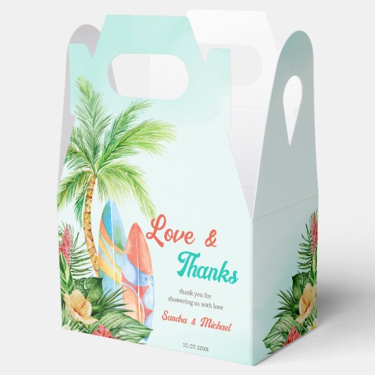 Baby aan boord van tropisch surfbaby shower dank bedankdoosjes (Geopend)