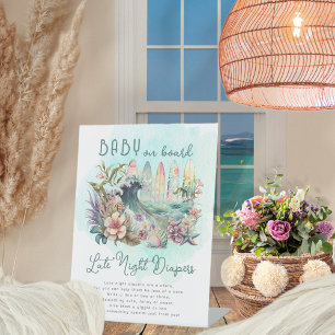 Baby aan boord van Tropische Surfing Late Night Di Reclamebord Met Voetstuk