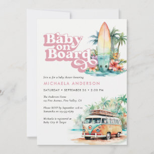 Baby aan boord Waterverf Beach Surven Baby shower Kaart