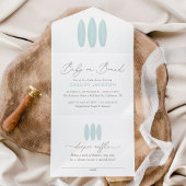 Baby aan boord Waterverf SurfboardBaby shower All In One Uitnodiging