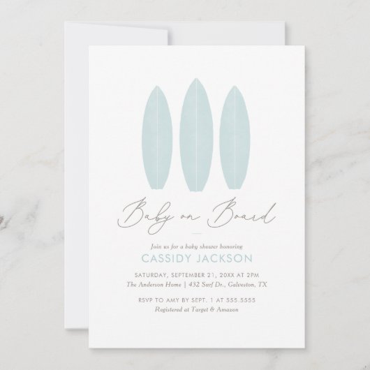Baby aan boord Waterverf SurfboardBaby shower Kaart (Voorkant)
