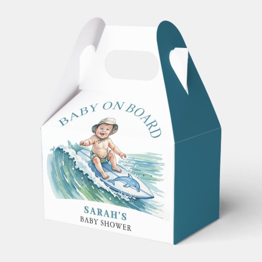 Baby aan boord Waterverf Surfen Baby shower Bedankdoosjes (Voorkant Zijde)