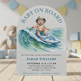 Baby aan boord Waterverf Surfen Baby shower Kaart