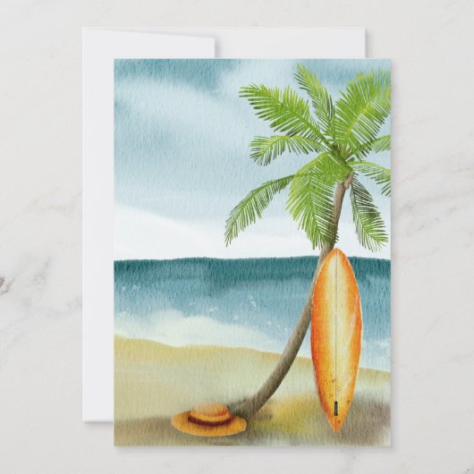 Baby Aan boord Waterverf surfen strand baby shower Kaart (Achterkant)