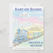 Baby aan boord Waterverf Train Baby shower Kaart (Voorkant)