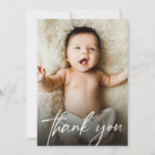 Baby Aangepaste foto's Modern Handlettering Bedankkaart (Voorkant)