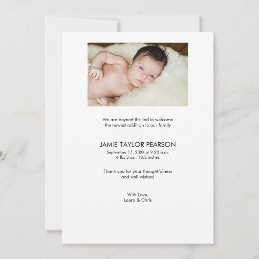 Baby Aangepaste foto's Modern Handlettering Bedankkaart (Achterkant)