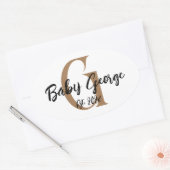 Baby aangepaste monogram naam minimaal ovale sticker (Envelop)
