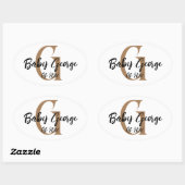 Baby aangepaste monogram naam minimaal ovale sticker (Vel)