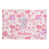 Baby Aangepaste naam Cute Pink Elephant Kussensloo Kussensloop (Achterkant)