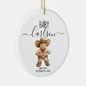 Baby Aankomst Gingerbread Cowboy Keepsake Keramisch Ornament (Rechts)