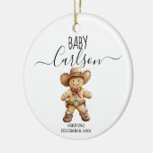 Baby Aankomst Gingerbread Cowboy Keepsake Keramisch Ornament (Links)