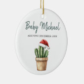 Baby Aankomst Zwangerschapsaankondiging Keepsake Keramisch Ornament (Rechts)