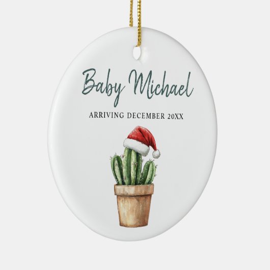 Baby Aankomst Zwangerschapsaankondiging Keepsake Keramisch Ornament (Rechts)