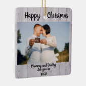 Baby Aankondiging, 2 foto Zwangerschap, in verwach Keramisch Ornament (Rechts)