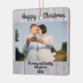 Baby Aankondiging, 2 foto Zwangerschap, in verwach Keramisch Ornament (Links)